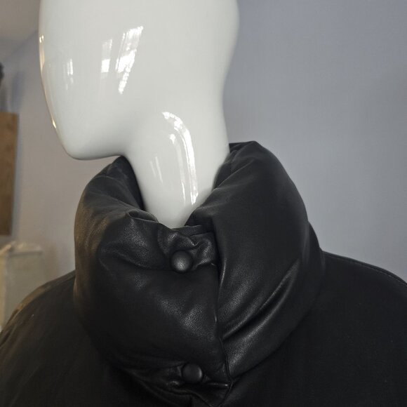 Bagatelle Black Faux Leather Puffer Coat - Picture 2 of 5